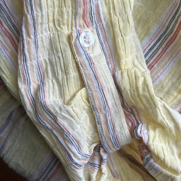Soft Surroundings | Yellow Gauzy Striped Cotton Summer Beach Tunic size S - Picture 5 of 6